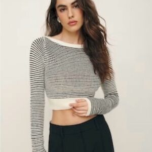Reformation Black and White Striped Knit Sweater